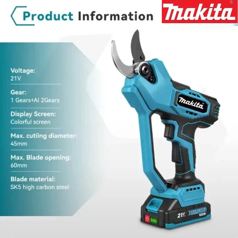 Makita 18V Brushless Battery Electric Scissors, 2 Speed, for Shaft and Bonsai Power, Compatible with Makita Batteries