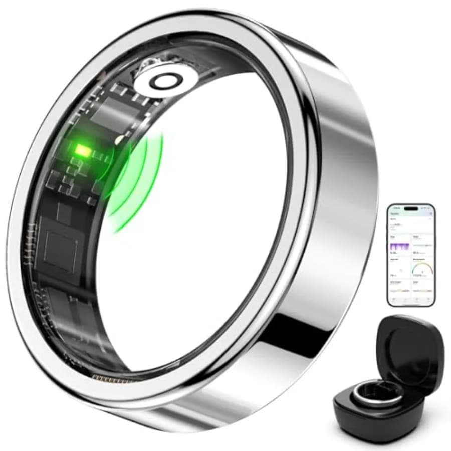 FitElf 3 Pro Anello Intelligente per Monitoraggio Salute e Fitness, per Uomo e Donna, Argento, Frequenza Cardiaca, Sonno, Pressione Sanguigna, Impermeabile IP68, Batteria 10 Giorni