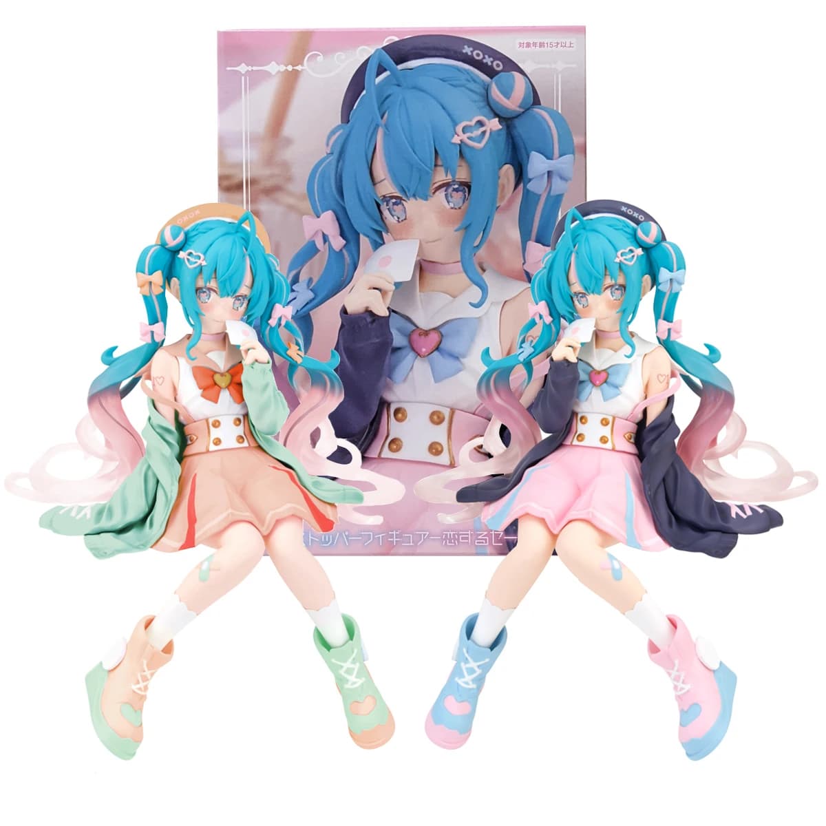 14CM Anime Figure Hatsune Miku Love Sailor Suit Dress Up Two Colors Action Figures Kawaii Noodle Stopper Model Toy Gift Collect