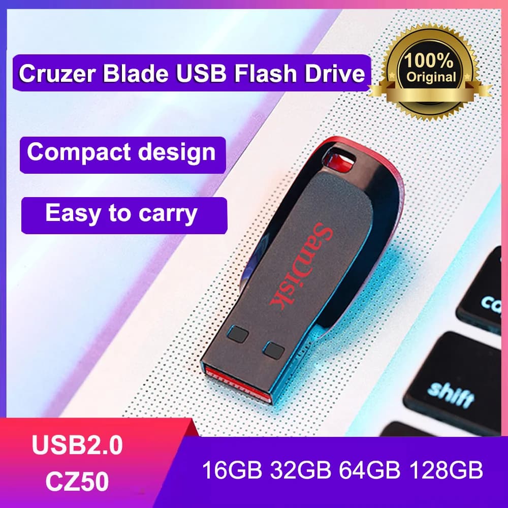 Pendrive USB 2.0 originale SanDisk, chiavetta USB da 16GB 32GB 64GB 128GB, memoria flash USB SDCZ50, chiavetta USB, pen drive, stick USB