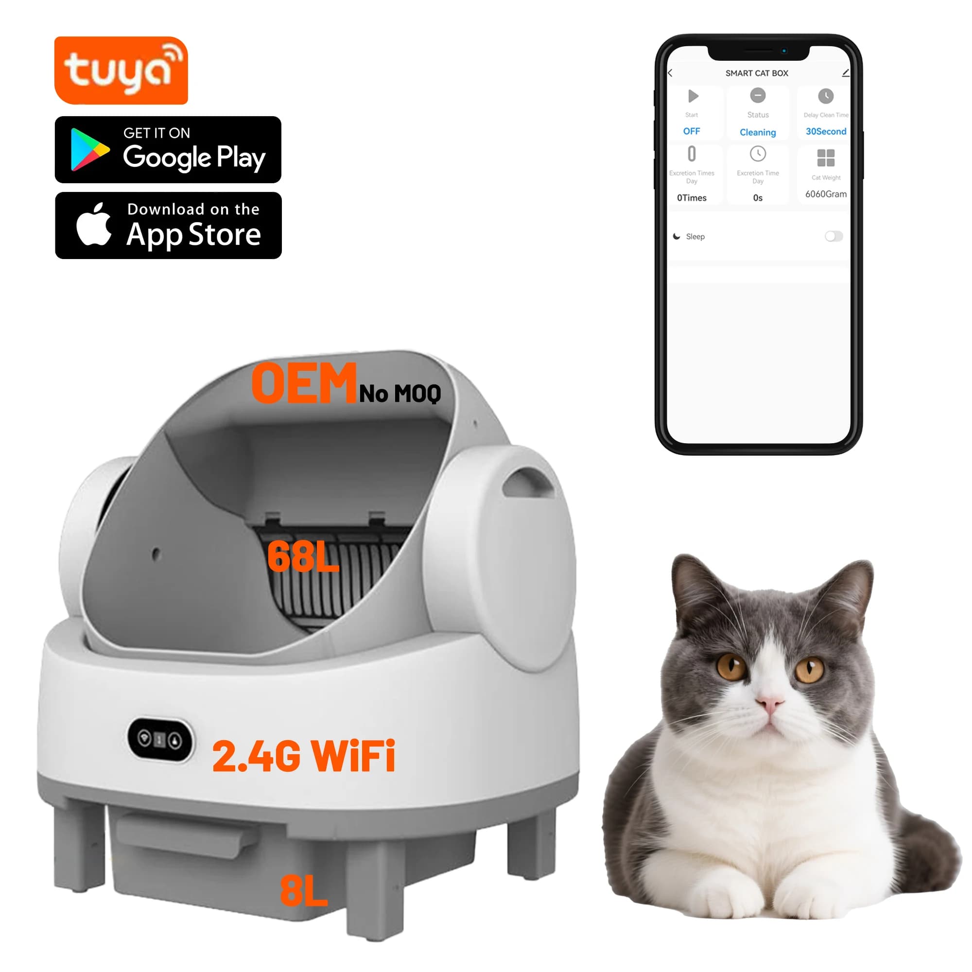 Lettiera Automatica Intelligente per Gatti con Funzionamento Semplice, Video in Tempo Reale, Controllo WIFI/App e Autopulizia, per Gatti Piccoli e Grandi