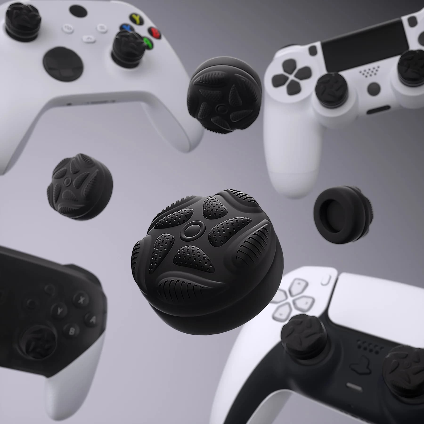 PlayVital Thumbs Cushion Caps per ps5/4, per Xbox Series X/S, Xbox One, Elite Series 2, per Switch Pro - Raindrop Texture Design