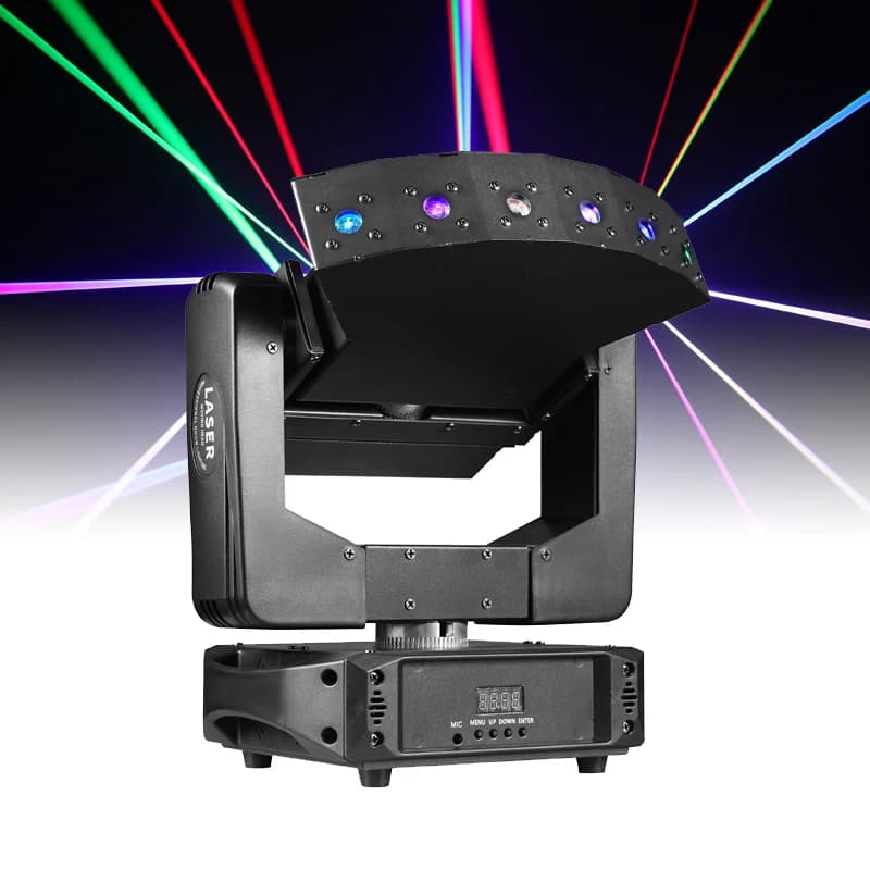 SUNART Moving Head Laser Fan Shaped RGB Full Color Laser Light For Stage Effect DJ Disco Night Clubs DMX 6 Eyes Fixture
