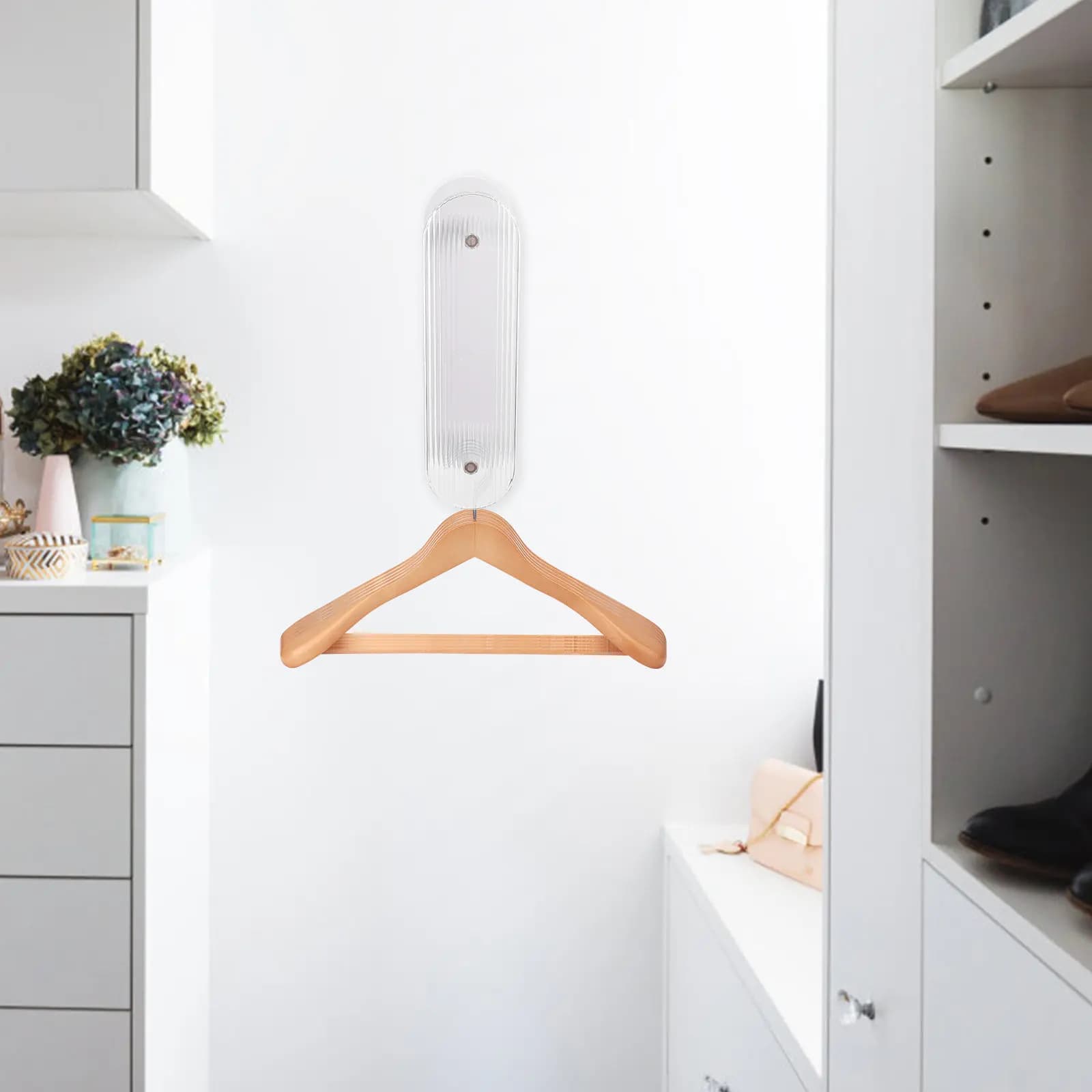 Household Wall Mounted Clothes Hanger Stacker Adhesive Organizer Storage Rack for Laundry Room Organization College Apartment
