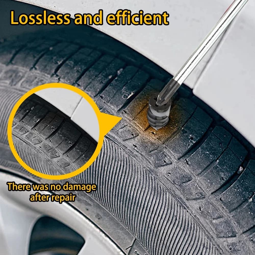 Kit di Riparazione Pneumatici Tubeless per Auto e Moto, Chiodi in Gomma per Riparazione Rapida Senza Rimozione del Pneumatico, Tecnologia di Sigillatura Sottovuoto