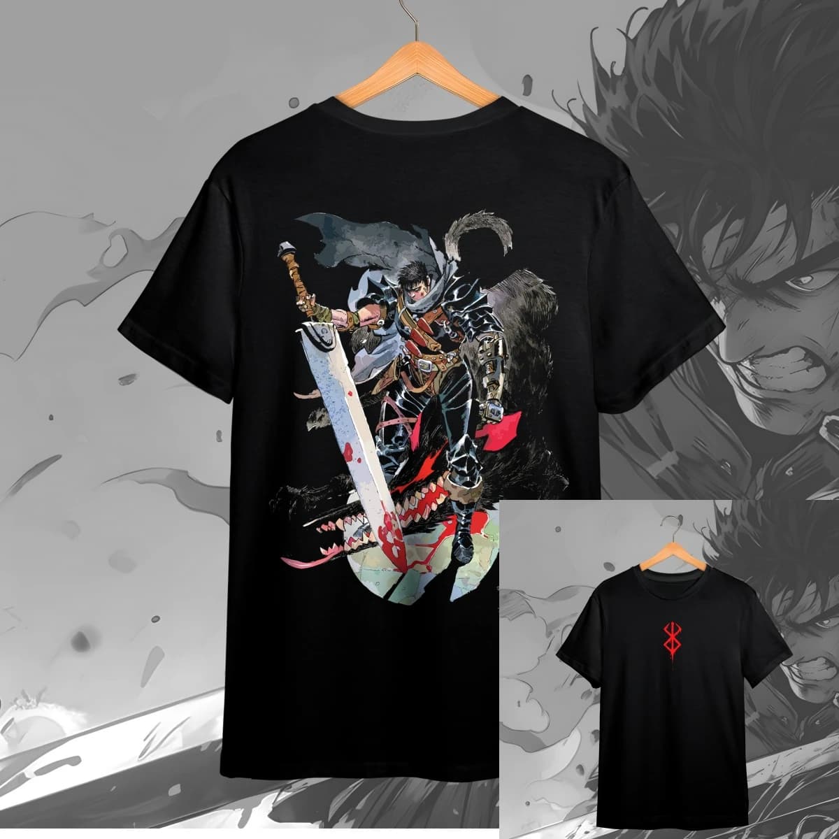 T-shirt Art Black Berserk Anime in cotone 100% con grafica, per uomo, donna e bambino, top streetwear estivo