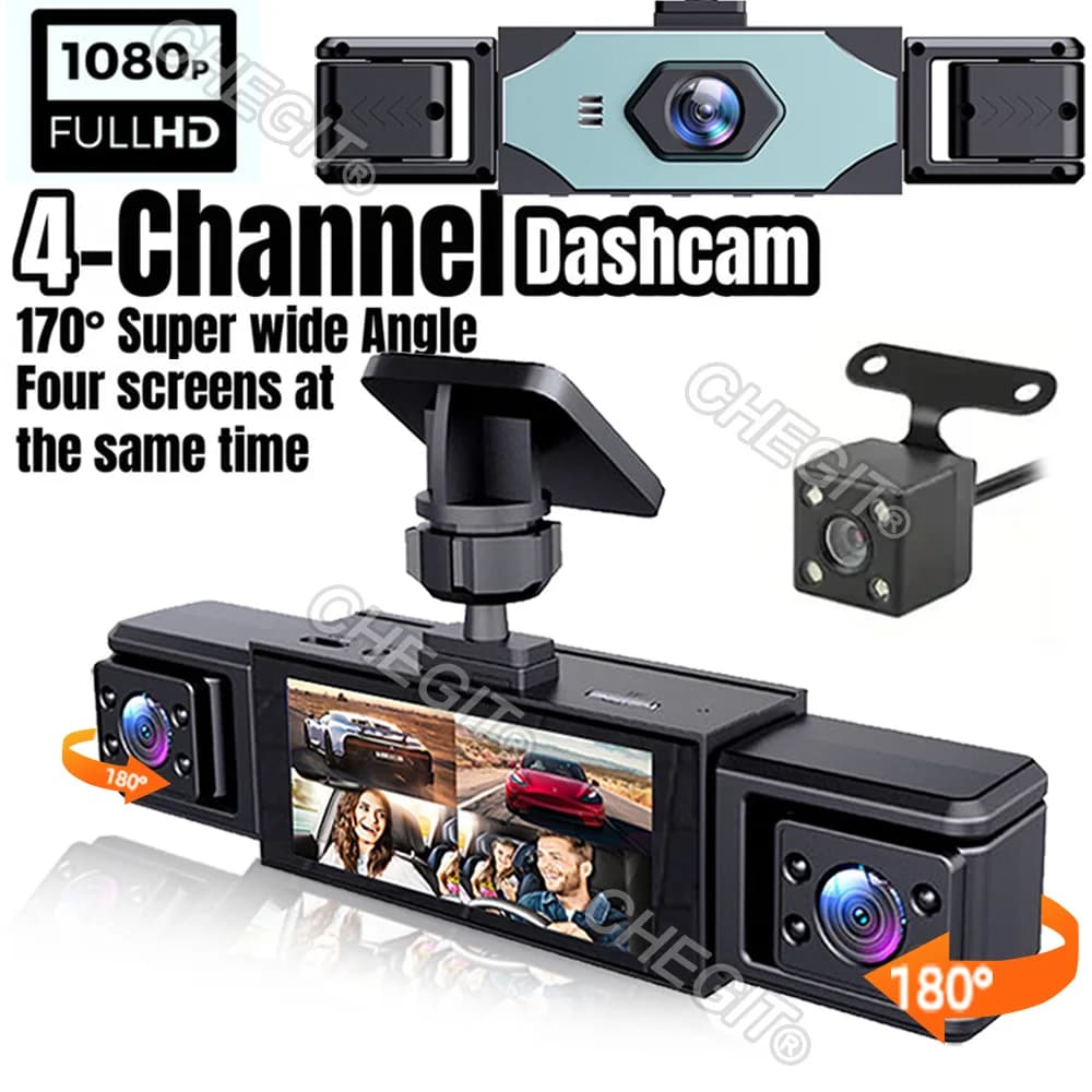 360 ° Car camera DVR 3/4 camcorder 4 lenses Dash Cam DVR for car Camera for front reverse left Night vision Car accessories