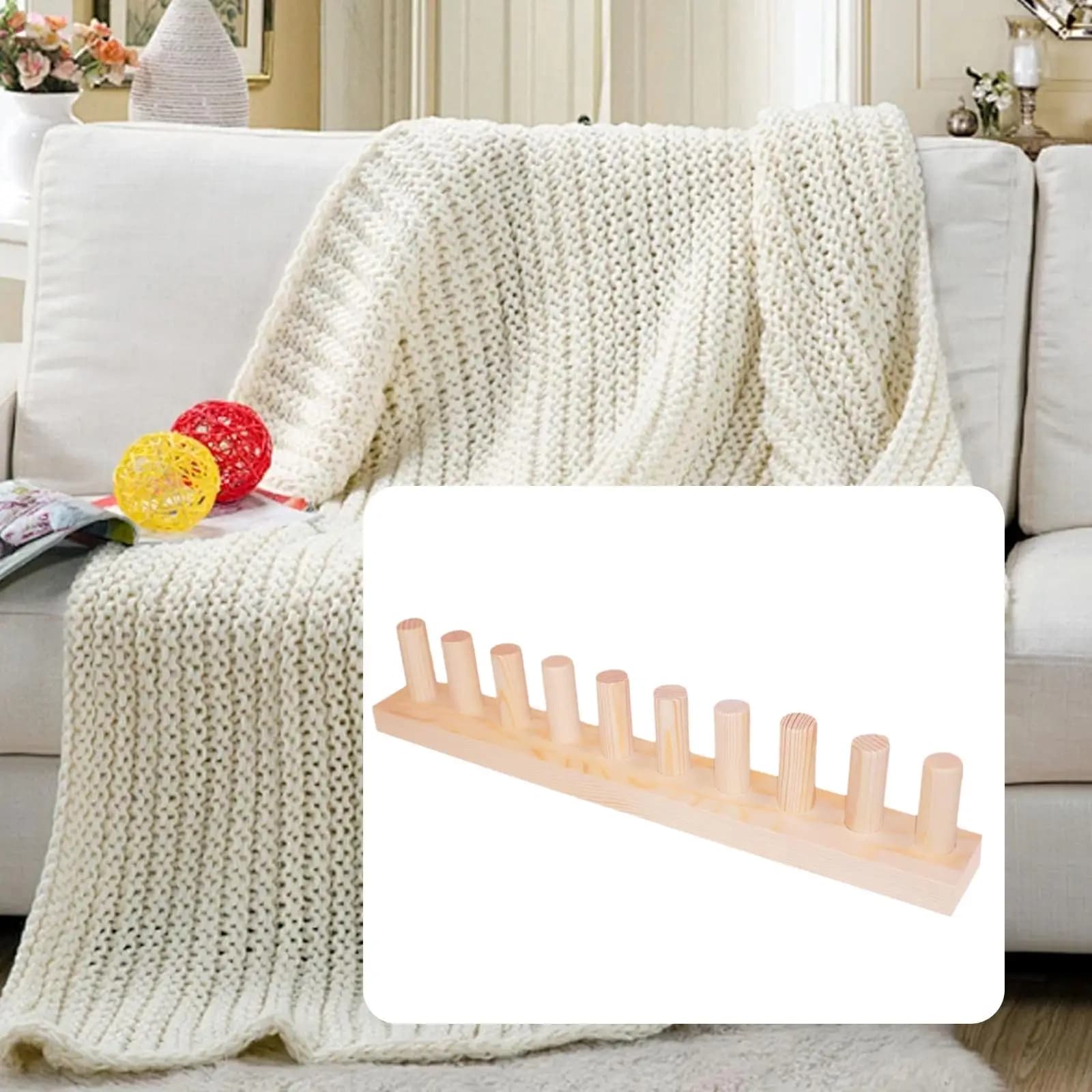 Wooden Knitting Loom Kit Beginner Friendly Sturdy,DIY Crafting Home Decor Easy to Use Weaving Loom Reusable Hand Knitting