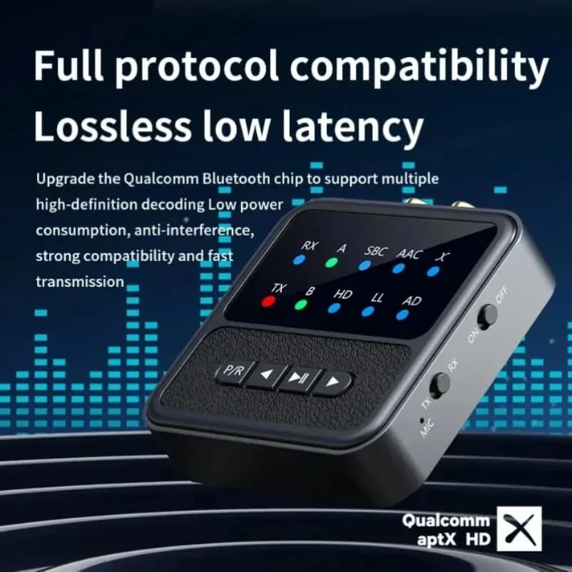 Il trasmettitore audio compatibile Bluetooth 5.4 con portata di 20 m supporta l'accoppiamento simultaneo per cuffie e dispositivi mobili