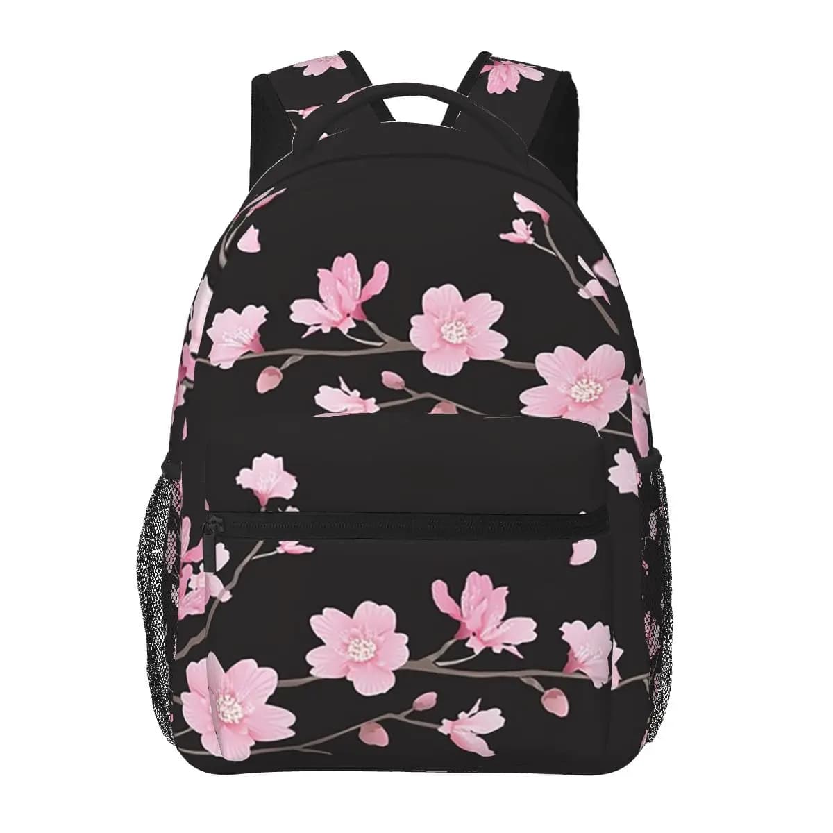 Cherry Blossom Flower Plant Backpacks Boys Girls Bookbag Students School Bags Travel Rucksack Shoulder Bag Large Capacity