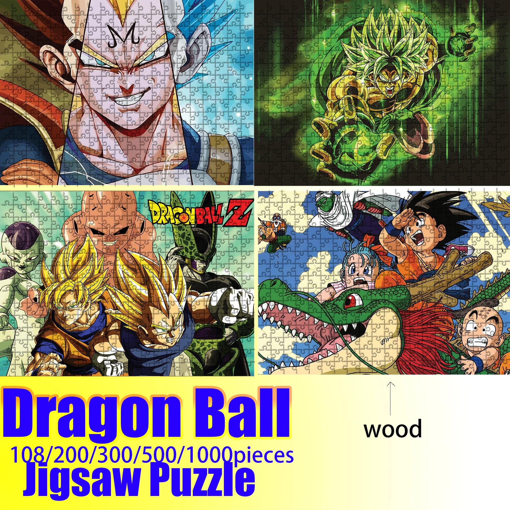 Dragon Ball Goku Super Saiyan Jigsaw Puzzle 108/200/300/500/1000 Pieces Wooden Puzzle High Quality Gift Fun Party Game
