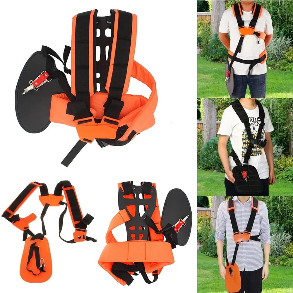 Double shoulder strap lawn mower sling belt Comfort labour saving Strip padded belt for garden cutter Trimmer pot