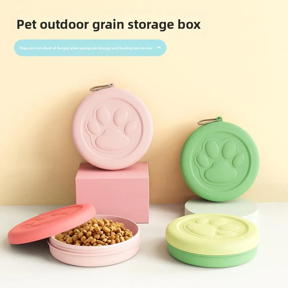 Ciotola portatile per cani e gatti, contenitore per snack, ciotola multifunzione per alimenti e acqua per cani e gatti, da esterno.