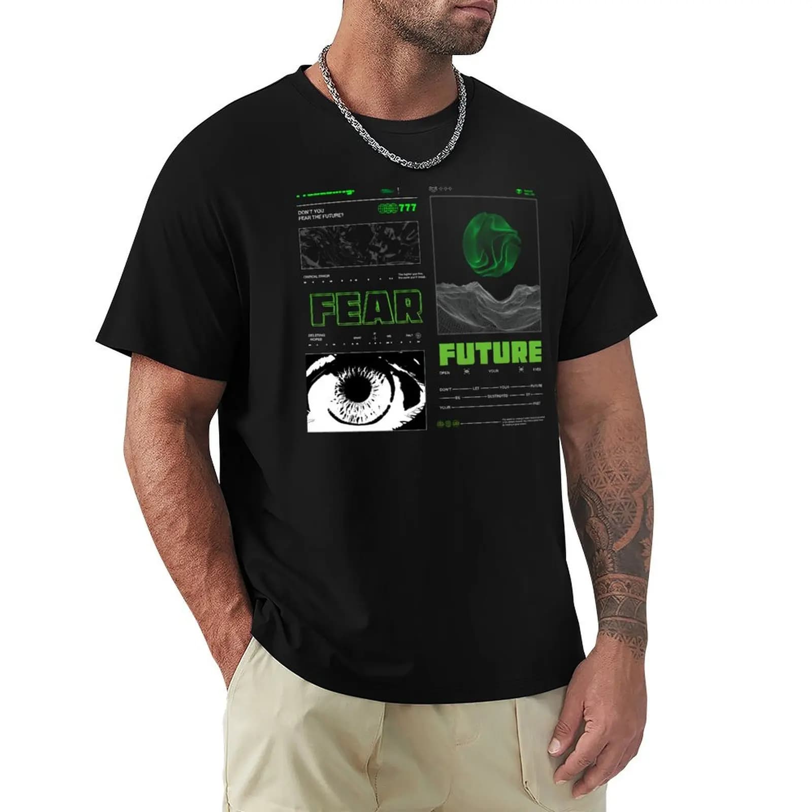 T-Shirt Streetwear Verde Acido dal Design Futuristico, Maglietta Resistente per Lavoro
