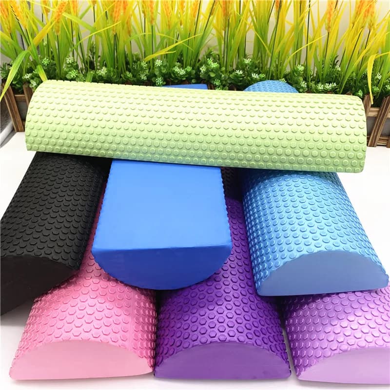 30/45cm Half Round EVA Massage Foam Roller Yoga Pilates Equipment For Fitness Balance Pad Yoga Blocks With Massage Point Floating