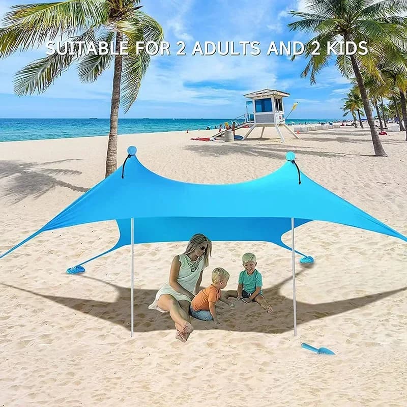 Portable Canopy Beach Tent Pop-up Sunshade UV Resistant Camping Bed Tent Windproof and Sunscreen Sun Shelter Canopy Garden House