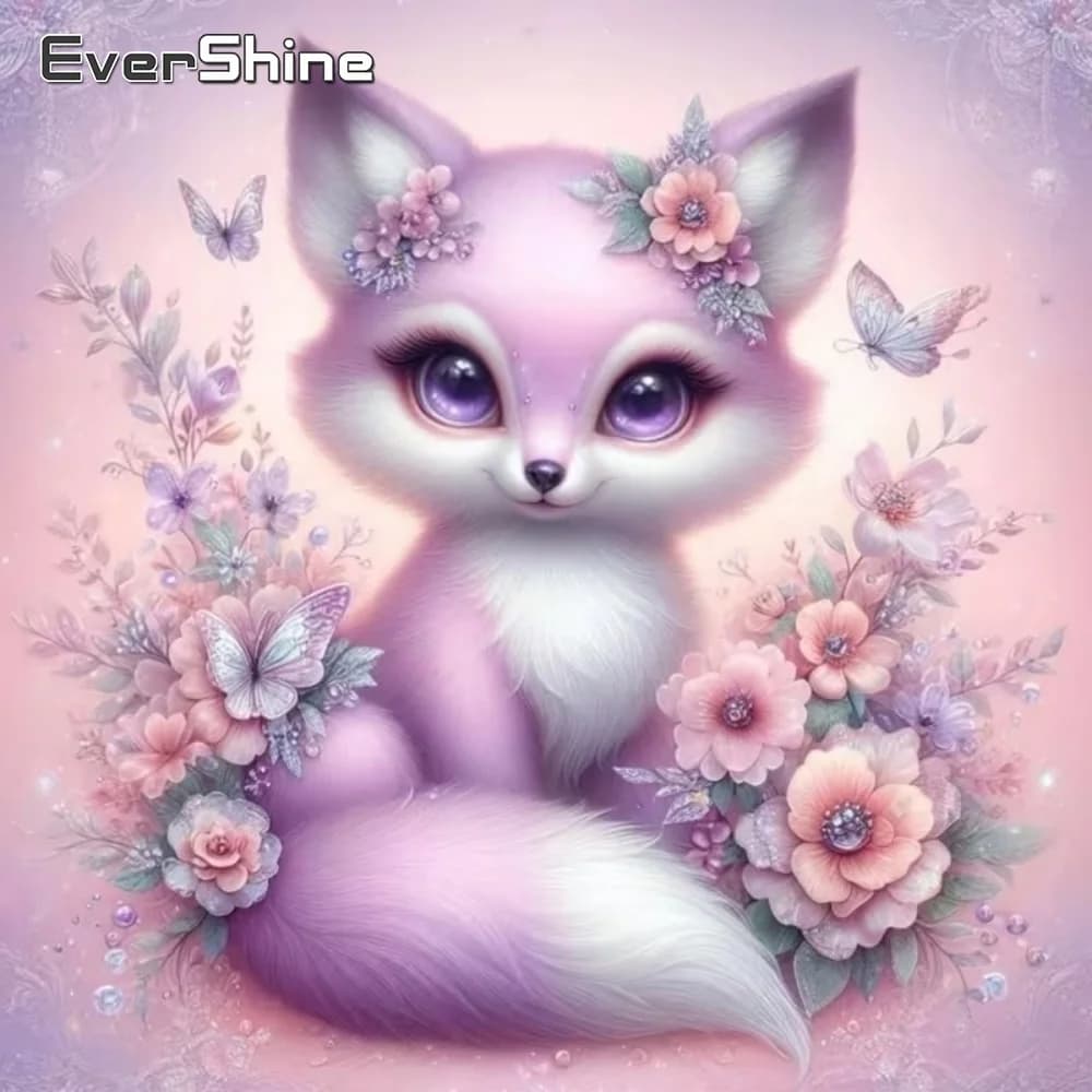 EverShine Fox Diamond Painting: Kit Fai da Te con Diamanti a Forma di Animale, Cartone Animato, Mosaico di Diamanti per Adulti e Principianti, Kit Artigianale Floreale Fatto a Mano per Hobby