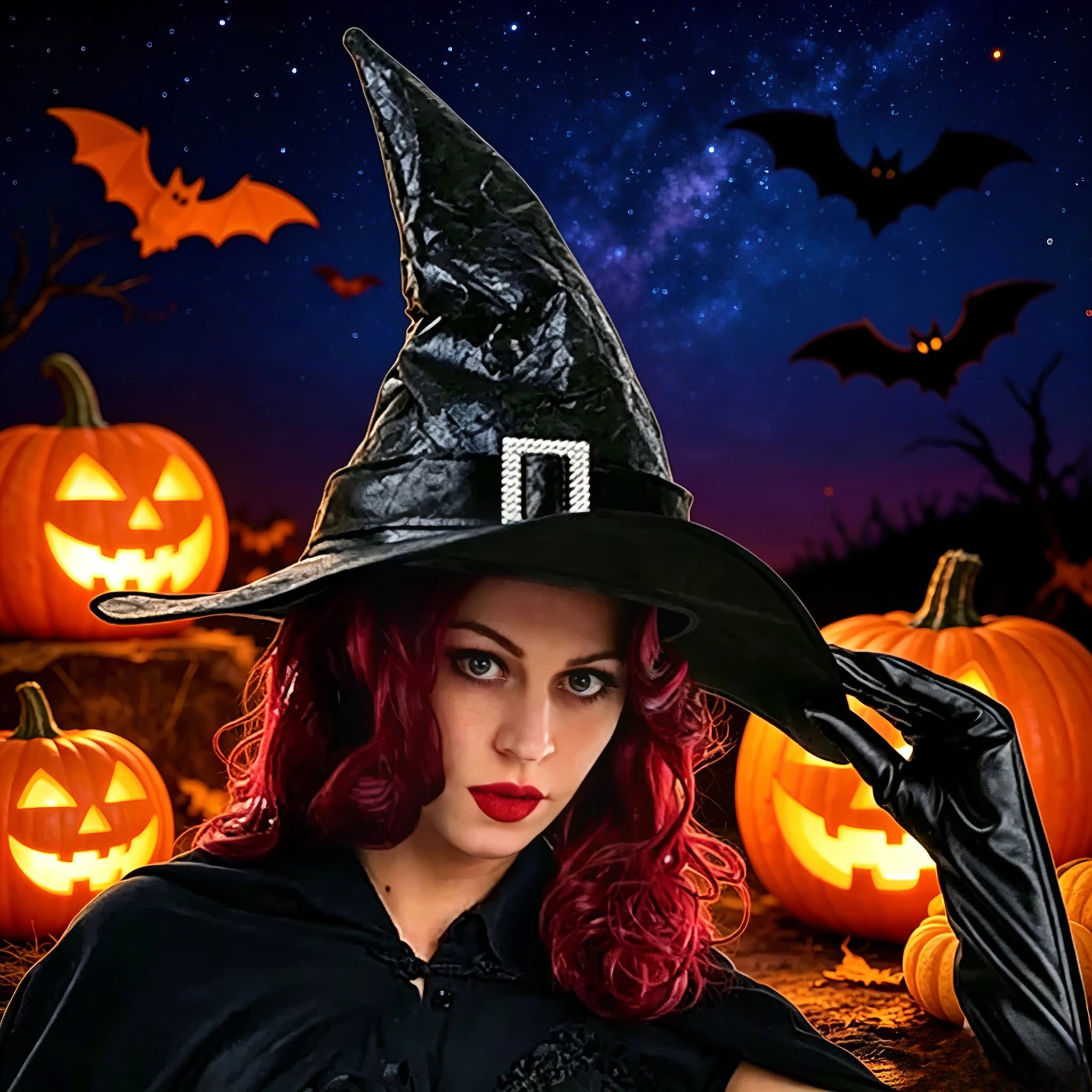 Halloween Black Witch Hat Folds Wizard Cap Costume Headgear Devil Props Party Cosplay Decoration for Adult Women Men
