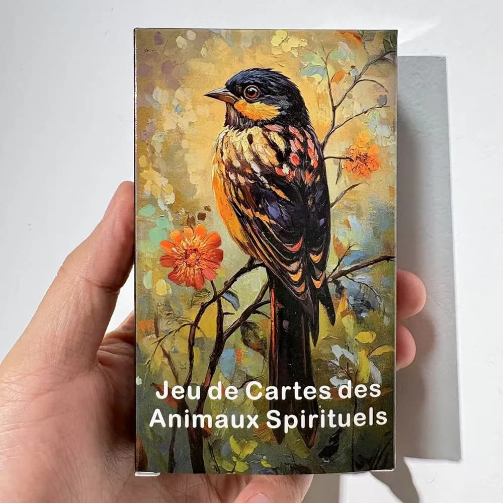 Mazzo di oracoli francesi, carte di oracoli di animali spirituali, mazzo di oracoli con messaggio di animali, mazzo di tarocchi francesi, carte da 12x7 cm, 52 carte
