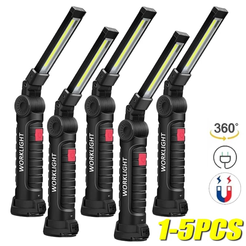 Multifunction Foldable Work Lamp Portable Camping Lamp USB Rechargeable Flashlight with Built-in Battery Magnetic Lamp