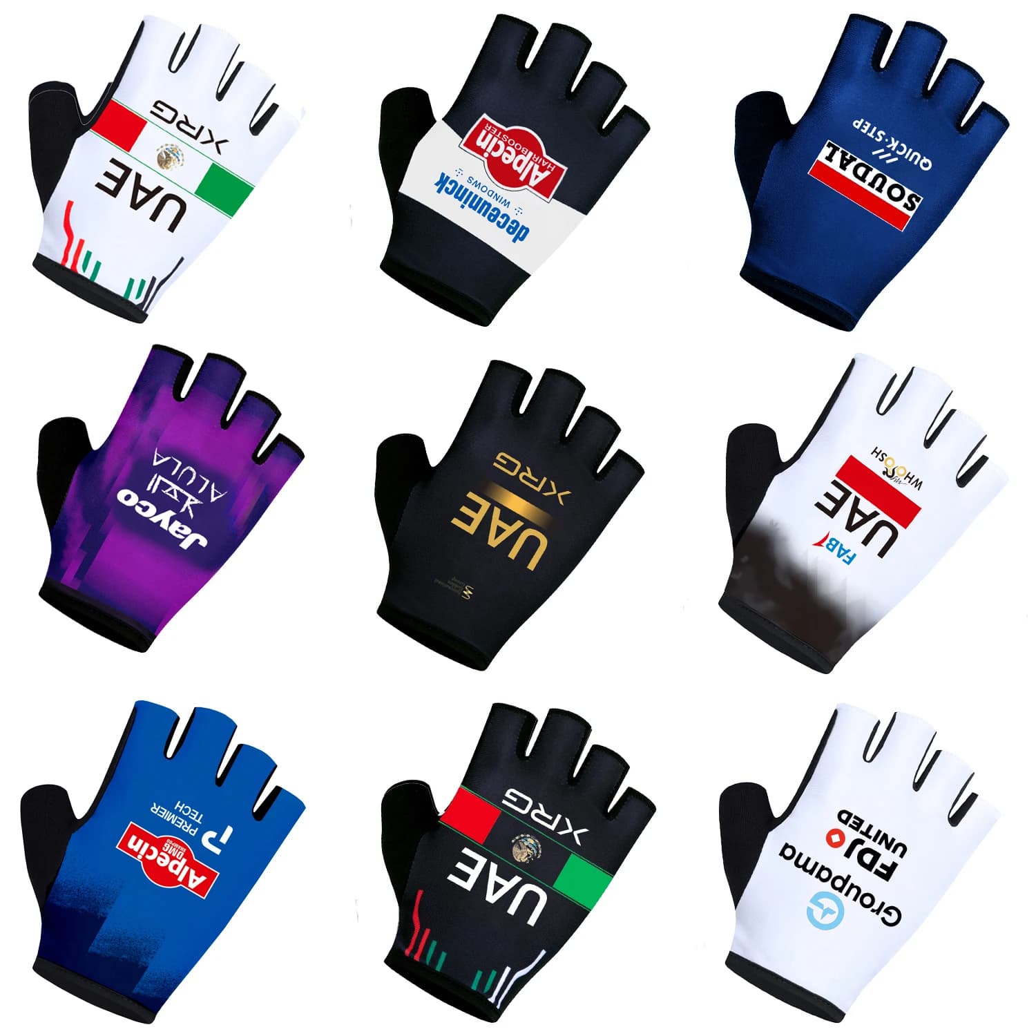 MEXICO 2027 UAE Cycling Gloves Quick Step Half Finger Men Ropa ALPECIN Bike Gloves Running Fitness Riding Bicycle Gloves