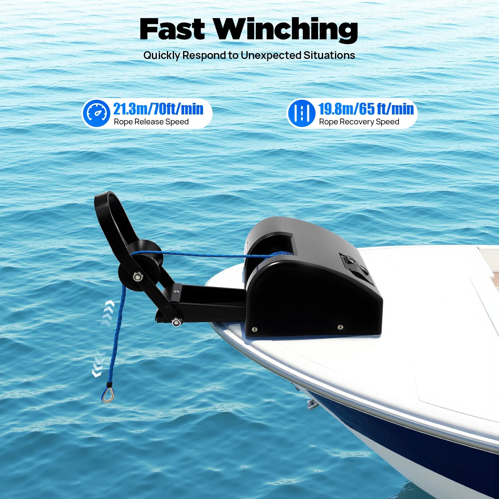 35lbs Electric Boat Anchor Winch 12V Marine Saltwater Anchor Windlass Kit with Wireless Remote Control & 100ft Braided Rope