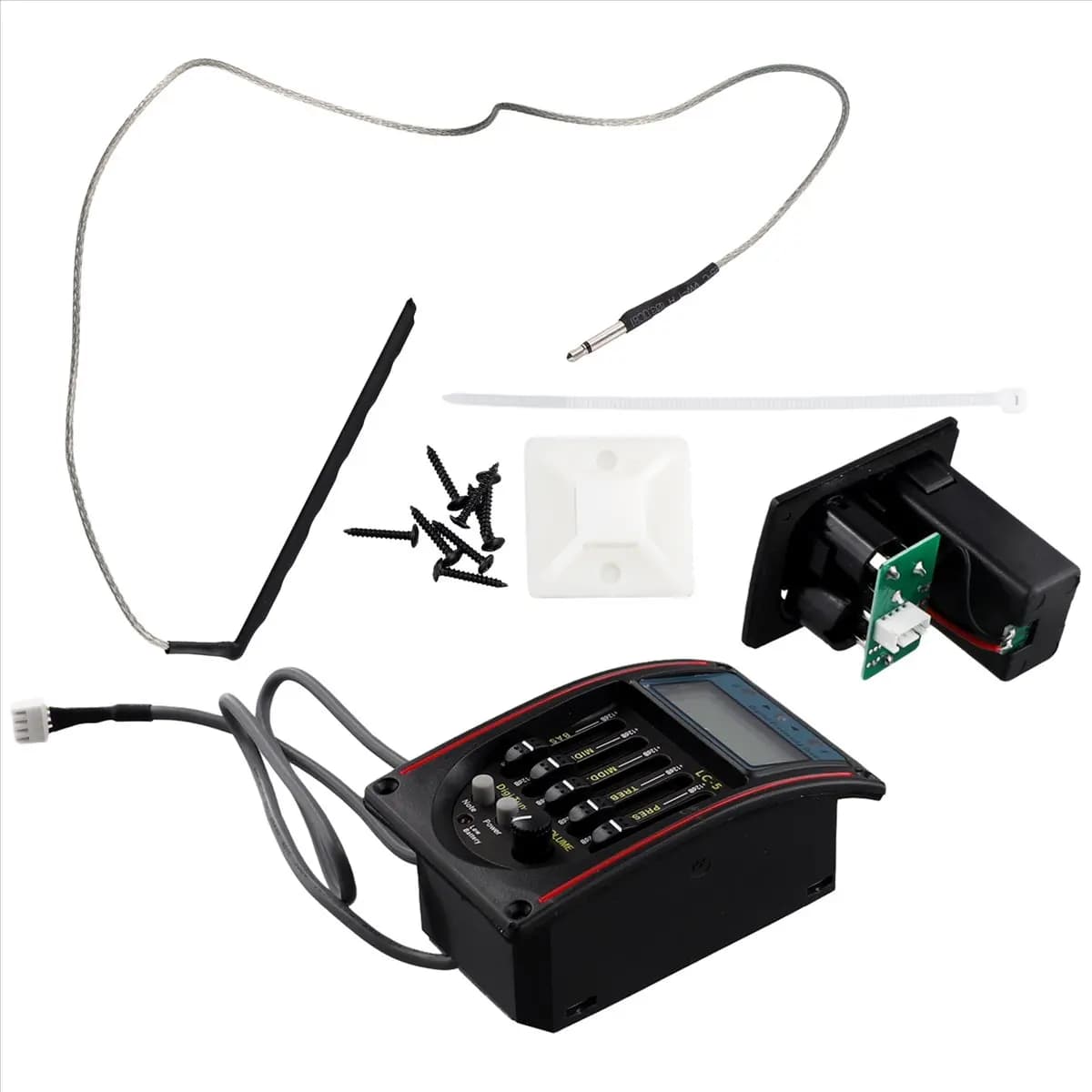 (AD10) LC-5 5 Bands Guitar Pickup EQ Equalizer Acoustic Guitar Preamp EQ Equalizer Tuner Piezo Ceramic Pick-Up