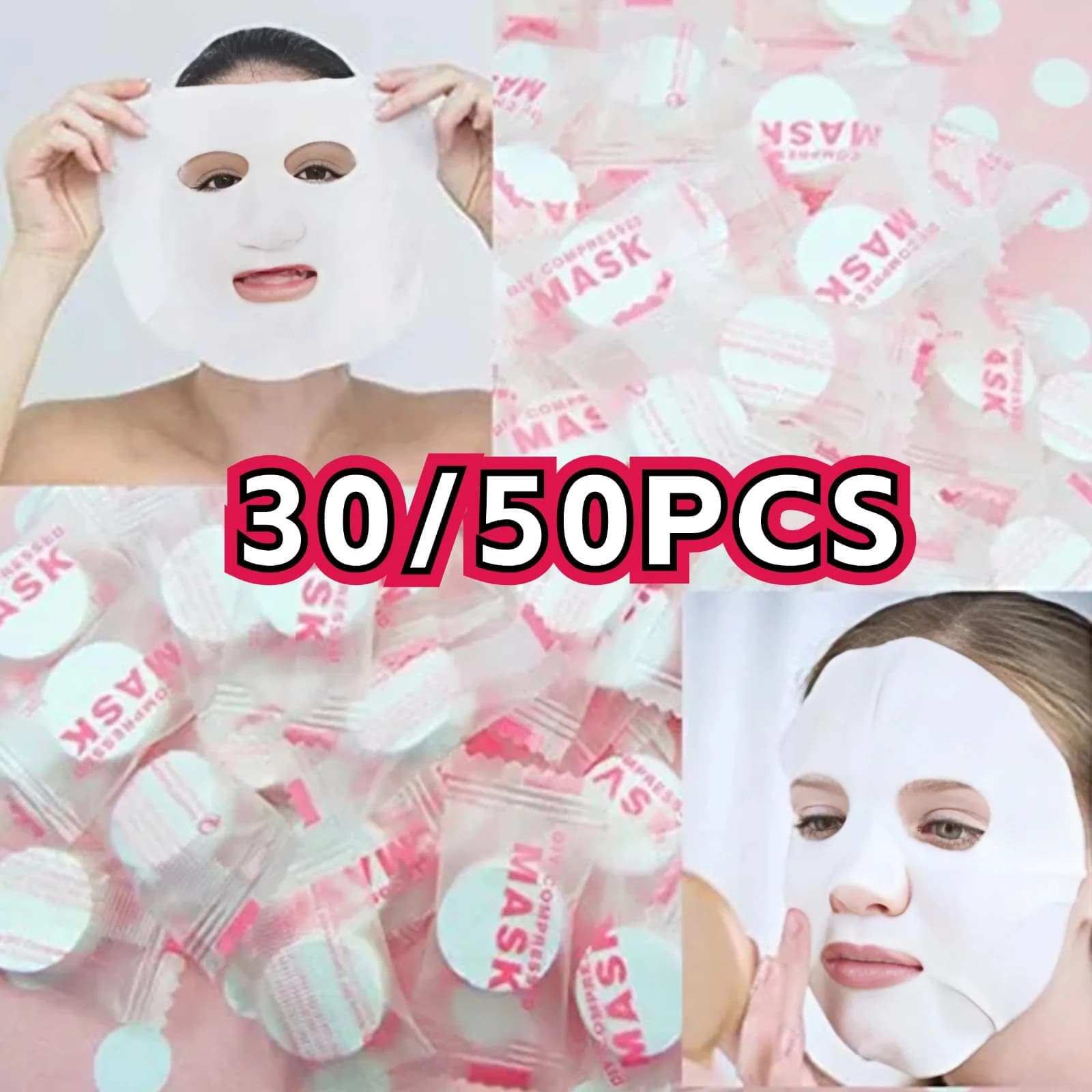 30/50pcs maschera facciale compressa usa e getta portatile da viaggio maschera per il viso in tessuto Non tessuto cura della pelle maschere avvolte in cotone carta