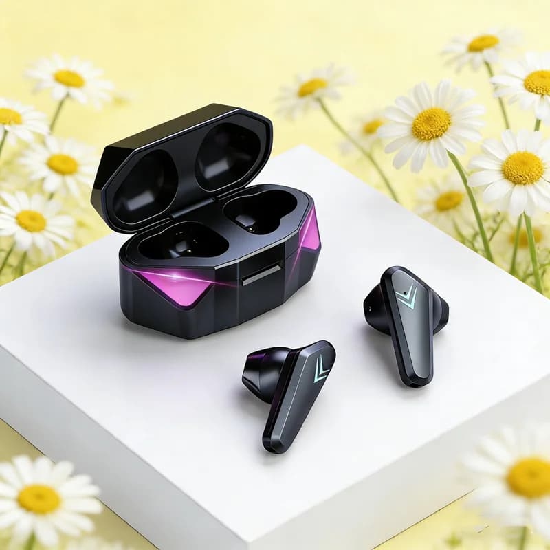 Auricolari TWS Bluetooth Wireless per Gamer, Cuffie con Bassa Latenza 65ms, Auricolari con Microfono per Chiamate a Mani Libere