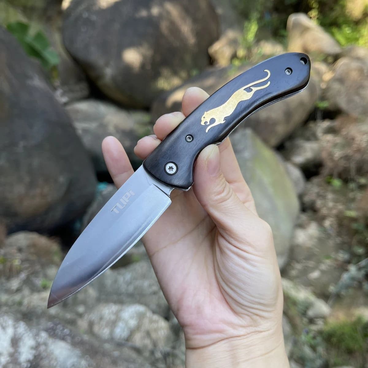 TUPI - Multifunctional portable folding knife, sharp stainless steel triple blade for heavy loads for bone, fruit, kitchen