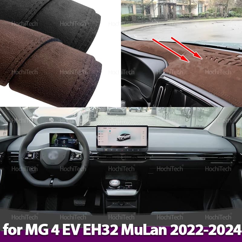 Zerbino in pelle scamosciata per MG MG4 MuLan EV EH32 2022-2024 Tappetino anti-UV Tappetino per cruscotto auto Dash Zerbino Proteggi tappeto LHD RHD
