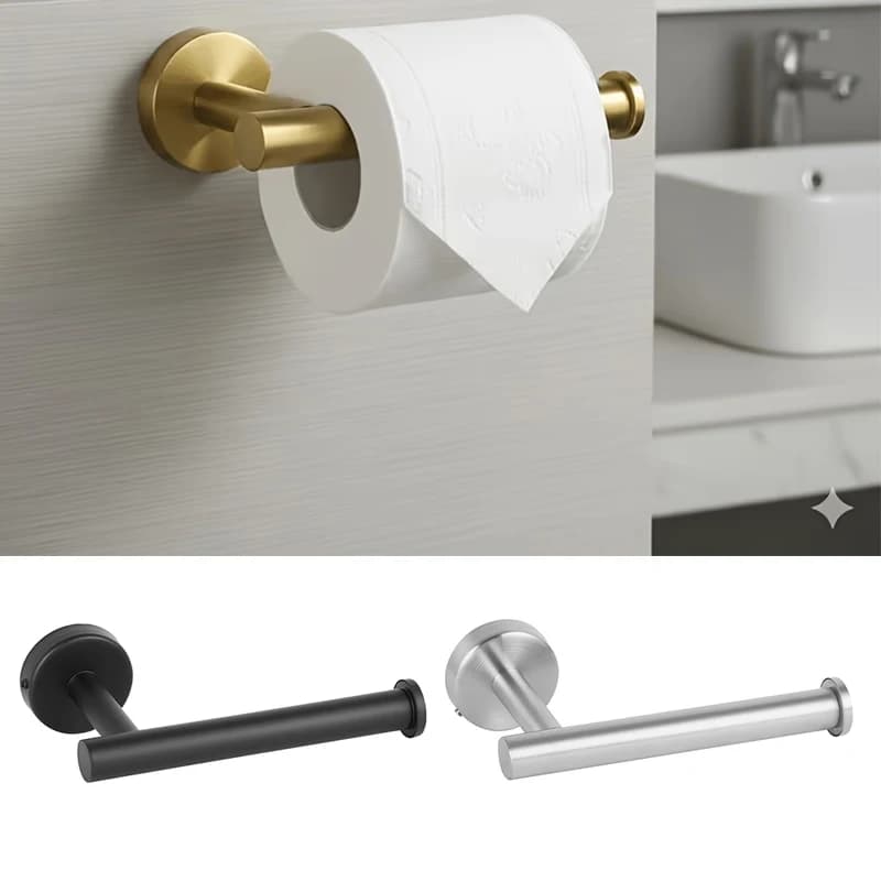 Stainless Steel Toilet Paper Holder, Wall-Mounted Bathroom Roll Holder, Brushed Gold/Black/Silver