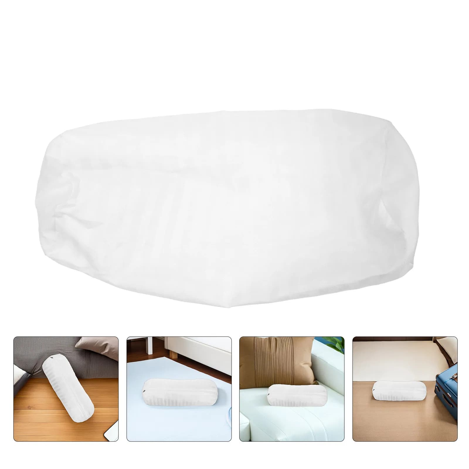 2 Pezzi Fodere per Cuscini Cilindrici Rotondi con Cerniera per Supporto Ergonomico Collo e Lombare Divano Camera da Letto Ufficio