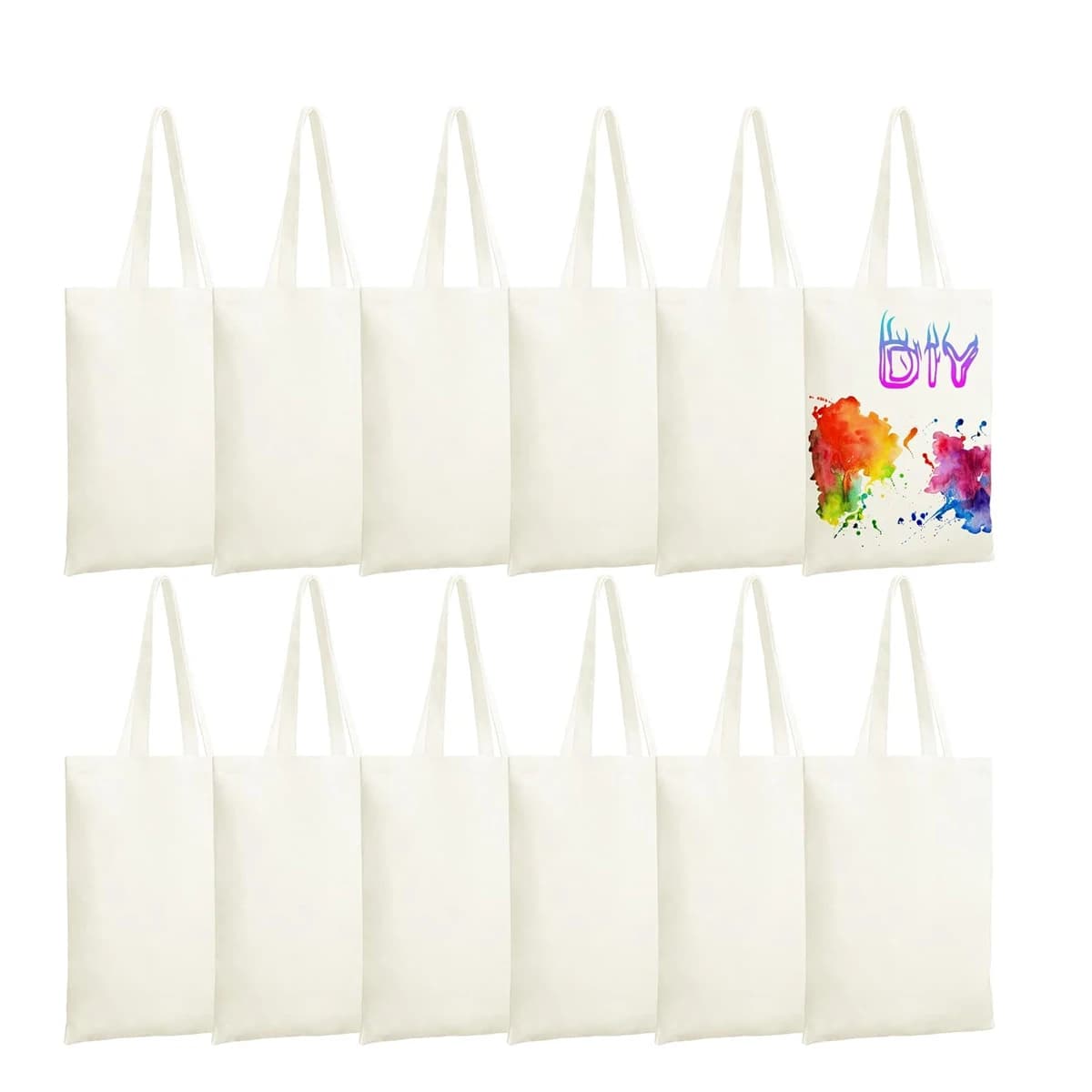 Confezione da 6 confezioni fai-da-te: borse tote per sublimazione - tela vuota, borse per la spesa riutilizzabili con trasferimento di calore lavabile (offerta sfusa)