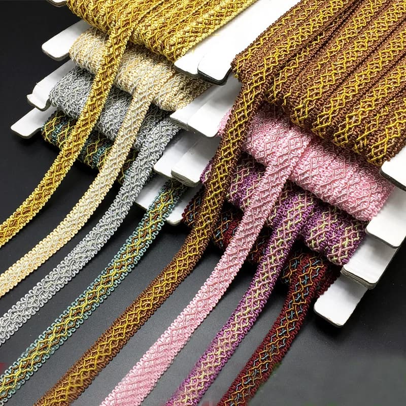 19 yards gold Gimp braid Trim 14mm lace braided Trim polyester fabric lace upholstery Trim for sewing curtain sofa cushion