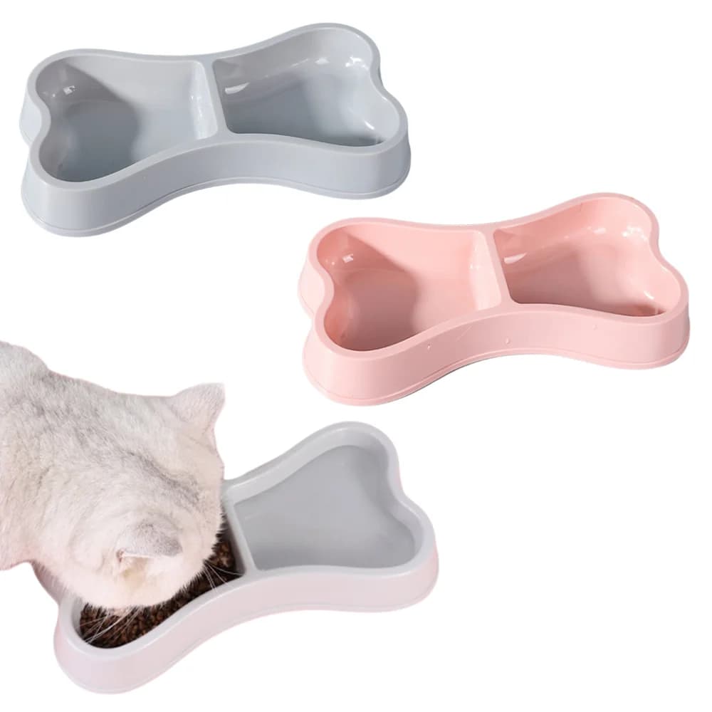 Set di ciotole per animali domestici a forma di osso nordico: doppio piatto per cibo e acqua con base antiscivolo, set di alimentazione per gatti minimalista pastello per piccoli spazi