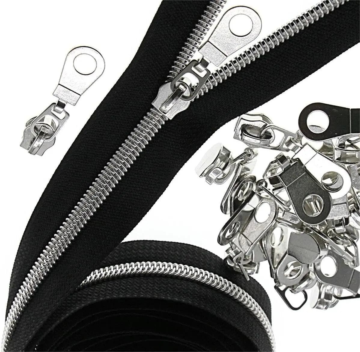 Nastro con cerniere in nylon nella borsa del contatore 5 # Cursori per cerniera per indumenti Zip per cucire Scarpe Zip tira Kit di riparazione per chiusura Accessori fai da te