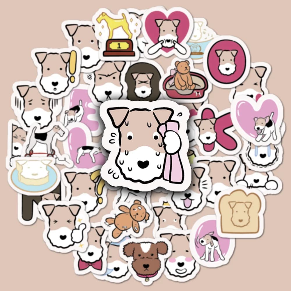 40 pieces cute cartoon WIRE FOX TERRIER Emoji stickers decals for laptop refrigerator notebook diary funny decoration sticker toys for kids