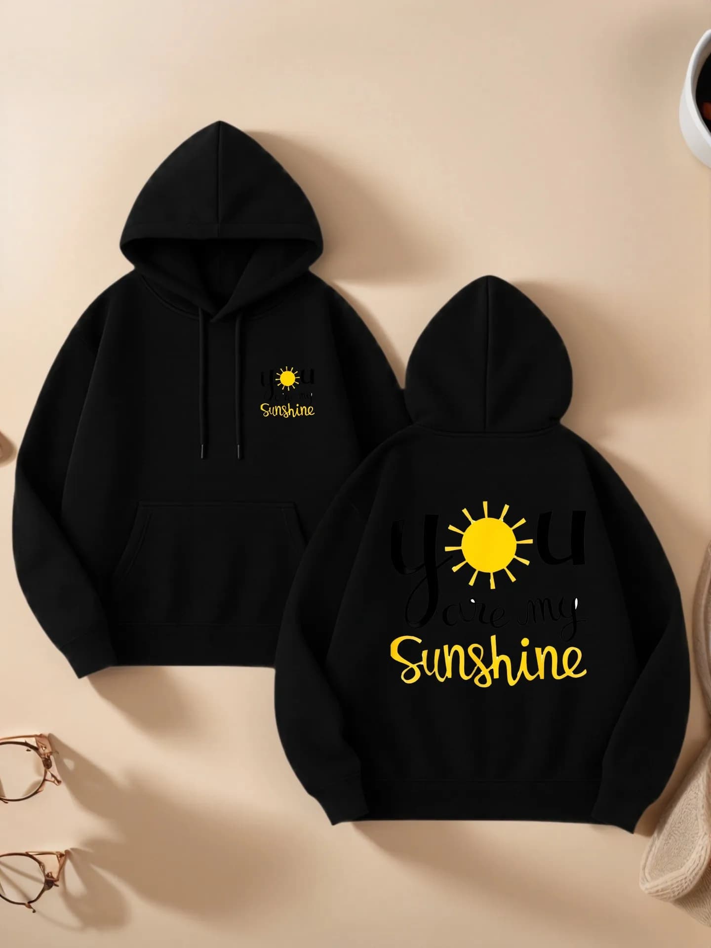 Felpa con cappuccio essenziale, stampa di lettere, design estetico casual, tessuto morbido, abbigliamento casual quotidiano, per adolescenti