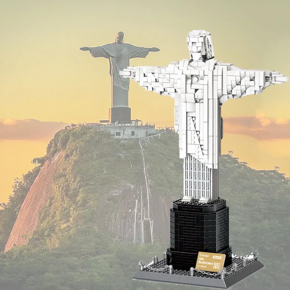 World Famous Modern Architecture Cristo Redentor Rio De Janeiro Brazil Building Block Jesus Construction Model Brick Toys