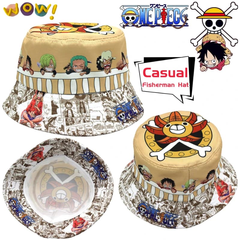 Nuovo Cappello da Pescatore One Piece con Roronoa Zoro, Tony Tony Chopper, Nico Robin, Unisex, Casual, Versatile, Protezione Solare