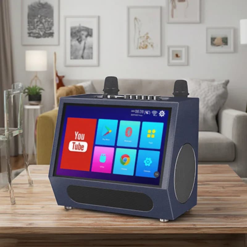 Altoparlante Portatile per Karaoke con Batteria Ricaricabile, Schermo Touch e Microfoni, per Computer e Uso Esterno