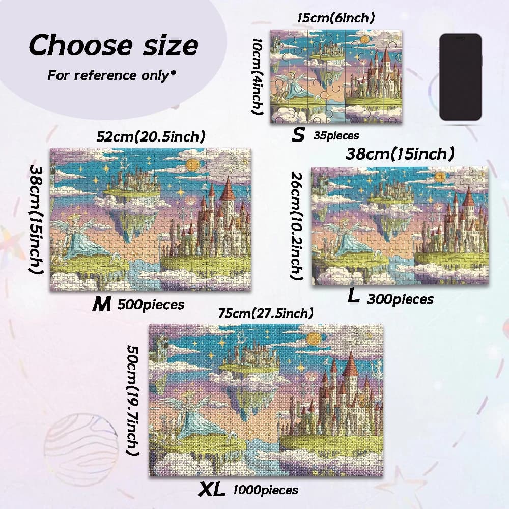 Puzzle Personalizzati con Foto, Tema Castello, 35/150/300/500/1000 Pezzi, Regalo per la Famiglia