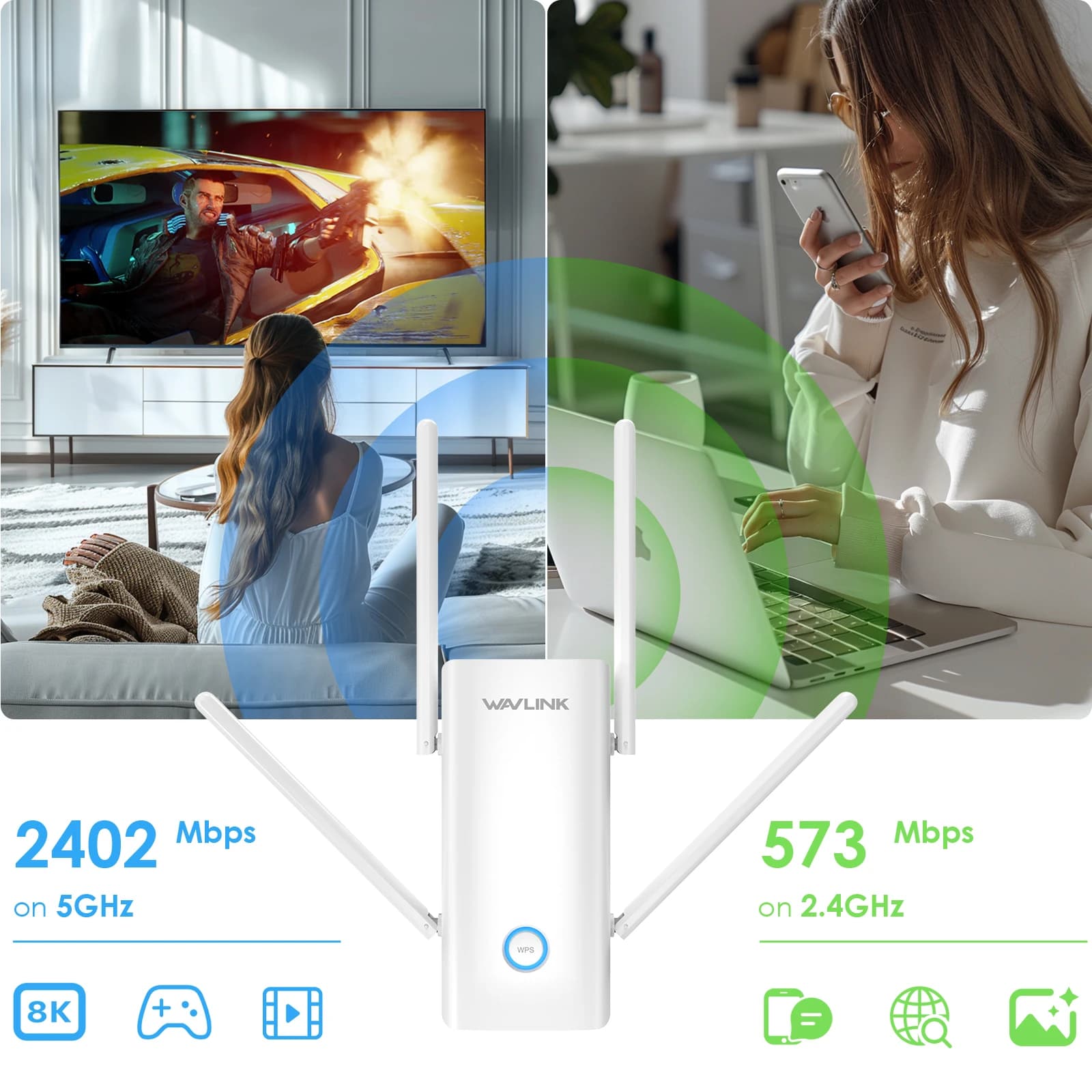 Ripetitore WiFi Gigabit Wireless Completo AX3000 Dual Band Wi-Fi 6, Ripetitore/AP/Router, Amplificatore di Segnale WiFi