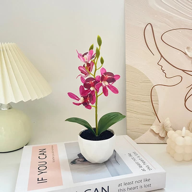 Black gauze creative artificial butterfly orchid potted plant, creative indoor decoration plant, artificial potted plant