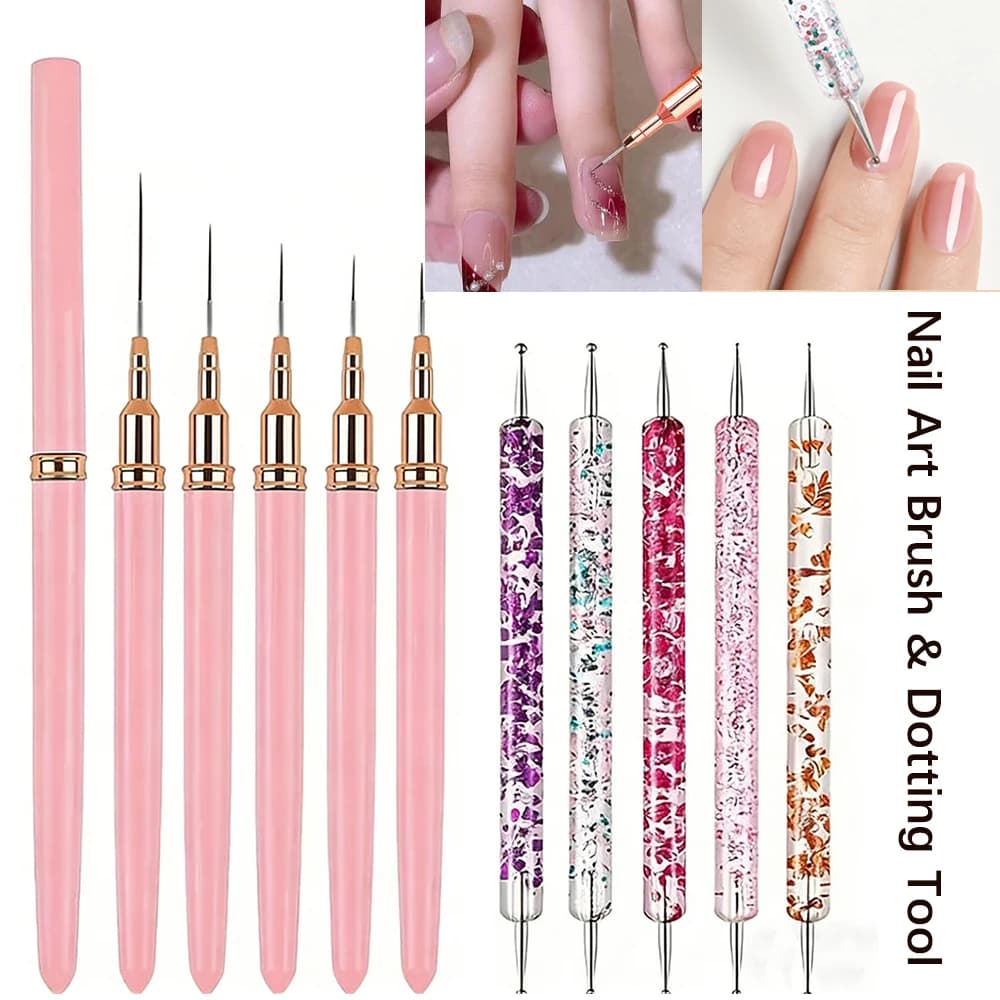 5-15 pezzi pennelli per nail art e set di penne punteggiate pennelli per unghie in gel UV per decorazioni di linee per unghie francesi strumenti professionali per unghie