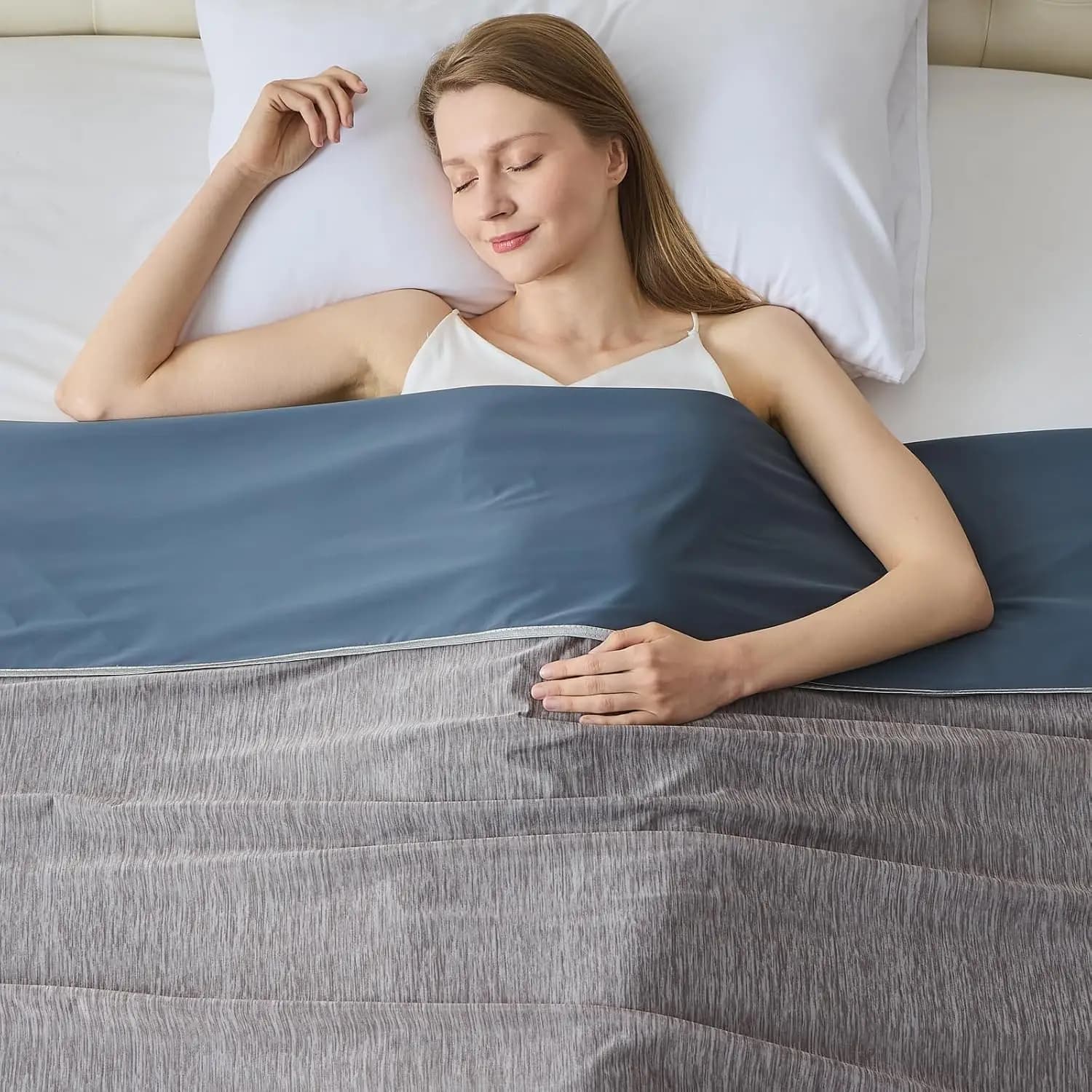 Coperta Leggera Rinfrescante per Letto Singolo, per Chi Soffre il Caldo e le Sudorazioni Notturne, Tessuto Traspirante che Assorbe il Calore e Mantiene Fresco