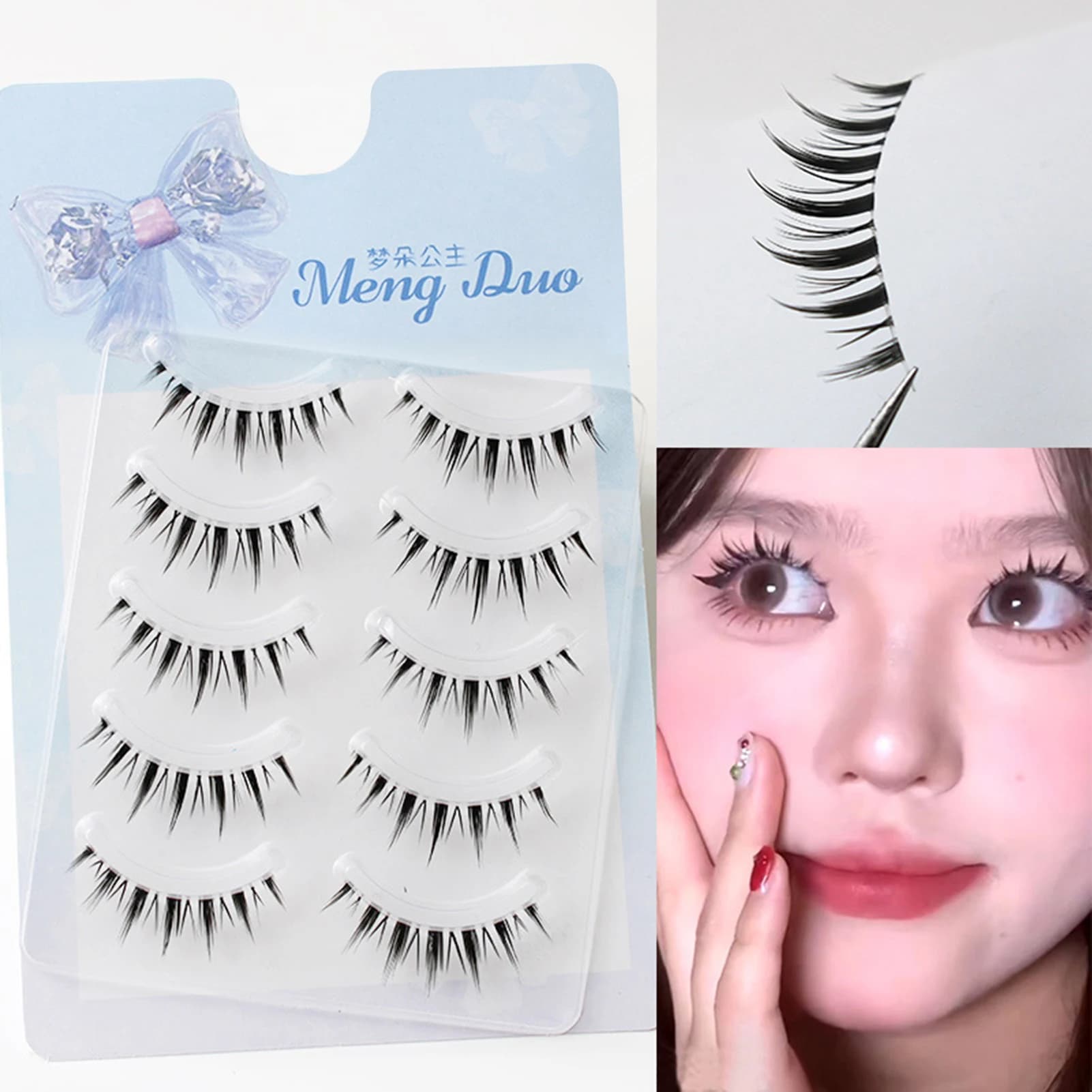 Ciglia finte Striscia Ciglia finte sottili Fascia trasparente Cosplay Ciglia Manga perfette per lo strumento professionale per il trucco del salone di trucco