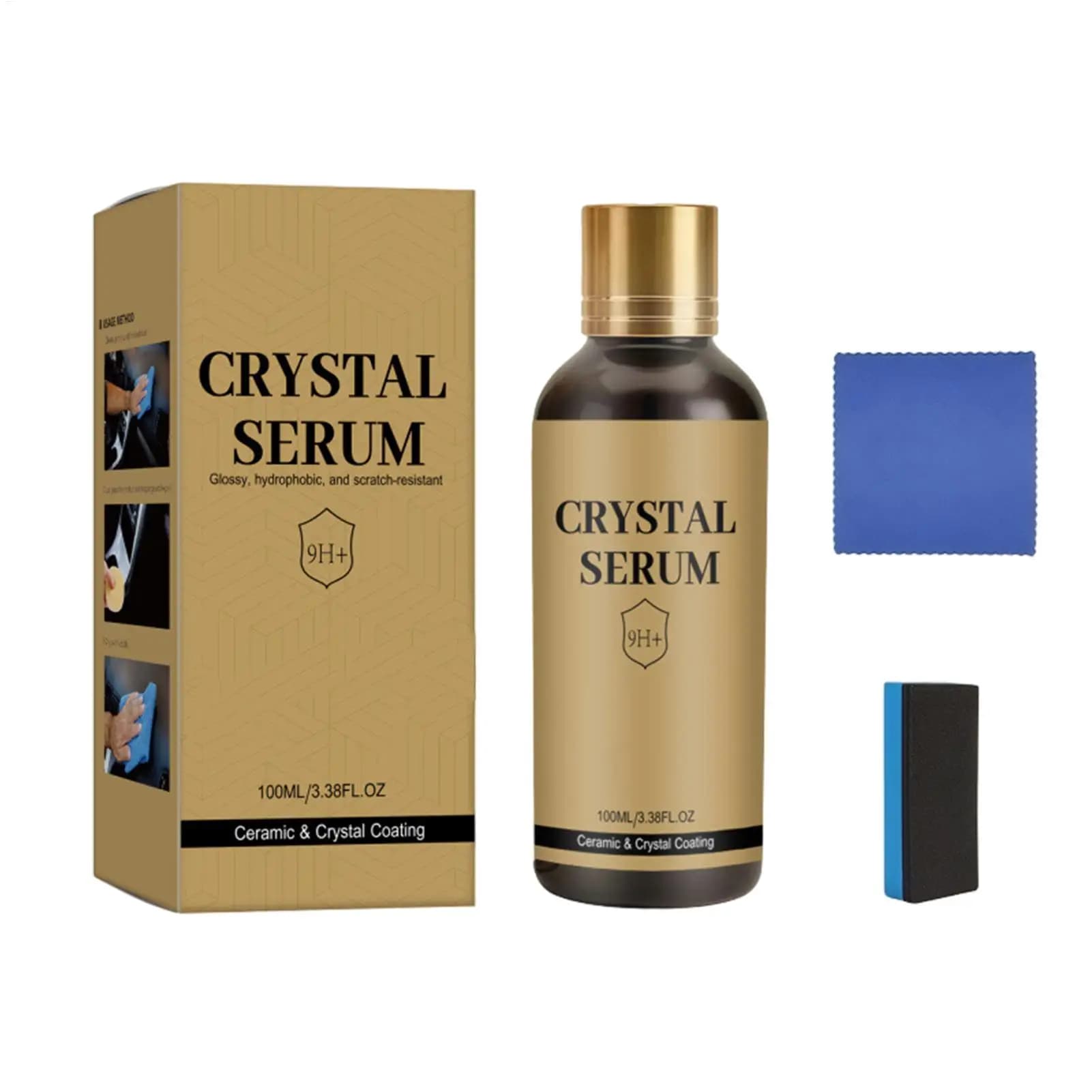 Kit di Rivestimento Ceramico per Auto 100ml, Grafene 9H+, Siero Cristallino Avanzato, Protezione Vernice ad Alta Lucentezza, Facile da Pulire