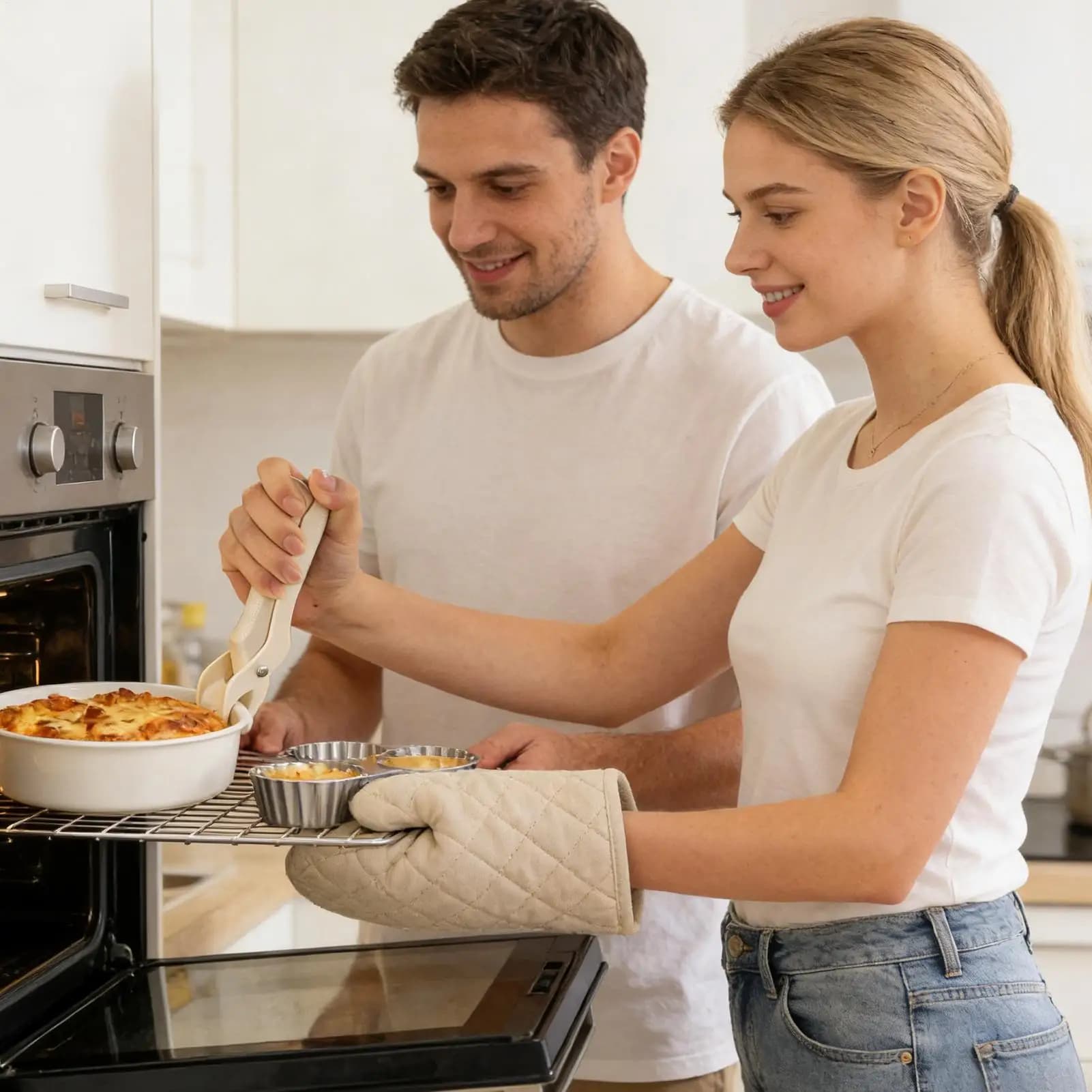Set di 3 pinze antiscivolo e anti-scottatura per piatti caldi, ergonomiche e regolabili, strumento da cucina per pentole, microonde e friggitrice ad aria